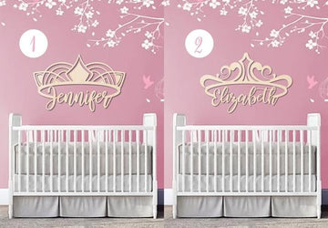 Custom Name Princess Tiara Crown Unpainted Wood Cutout Raw Shape Sign Nursery - Print Star Group LLC