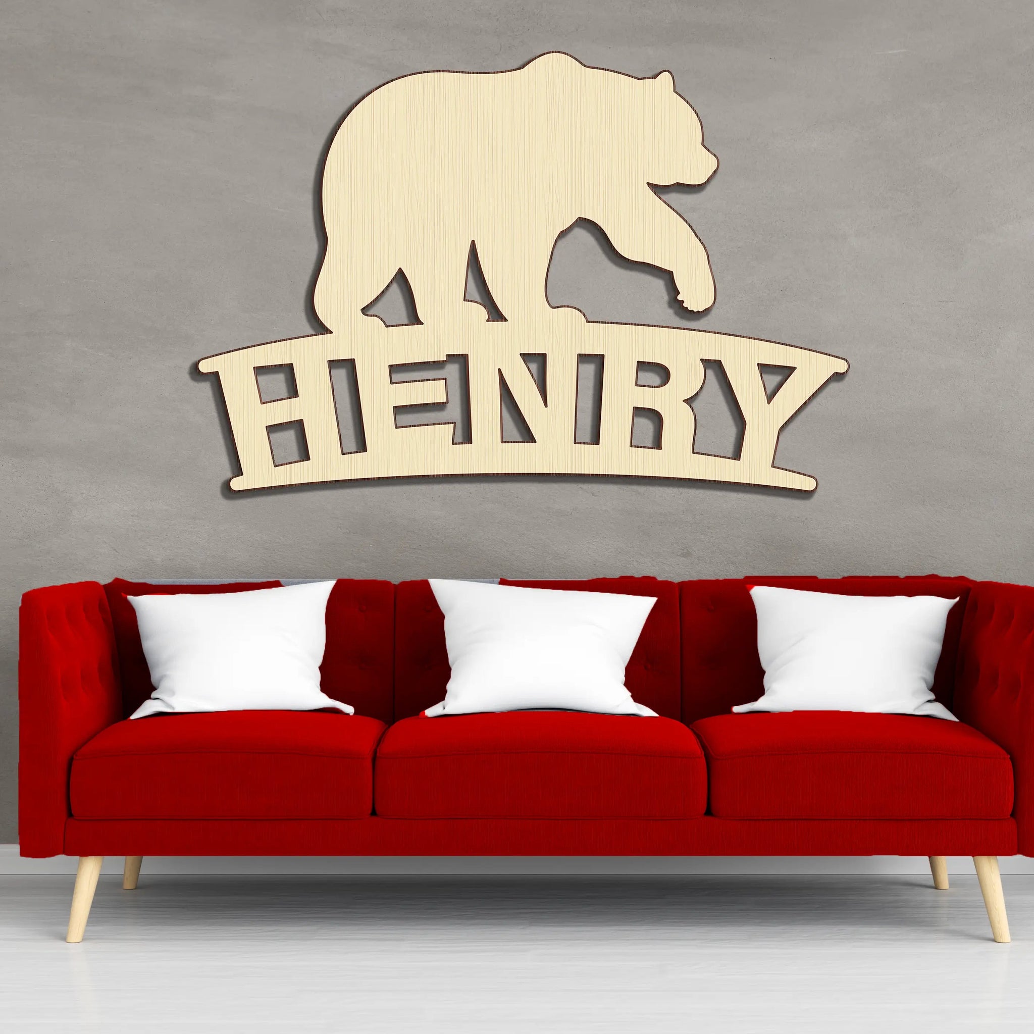Custom Bear Grizzly Animal Farm Boy Wood Cutout Unpainted Name Raw Shape Sign Baby Shower Personalized Gift Wall Decor 1/5 thick - Print Star Group LLC