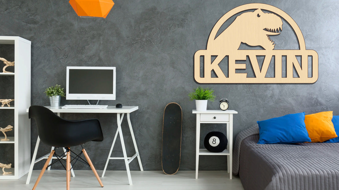 Custom Dinosaur Boy Dino Jurassic Wood Cutout Unpainted Name Raw Shape Sign Baby Shower Personalized Gift Wall Decor 1/5 thick - Print Star Group LLC