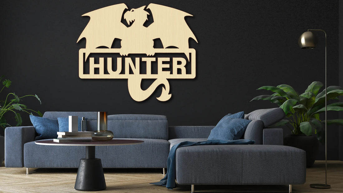 Custom Dragon Dinosaur Name Wood Cutout Wall Decor Personalized Gift Word Text Letter Unpainted Unfinished Raw Shapes Sign 1/5" thick - Print Star Group LLC