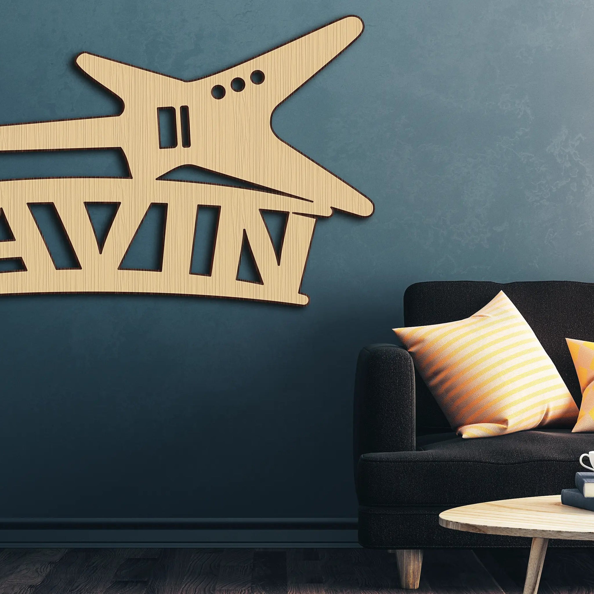 Custom Guitar Rock Roll Music Name Wood Cutout Wall Decor Personalized Gift Word Text Letter Unpainted Unfinished Raw Shapes Sign 1/5" thick - Print Star Group LLC
