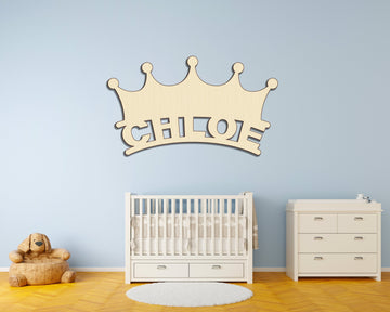 Custom Tiara Crown Princess Girl Wood Cutout Unpainted Name Raw Shape Sign Baby Shower Personalized Gift Wall Decor 1/5 thick