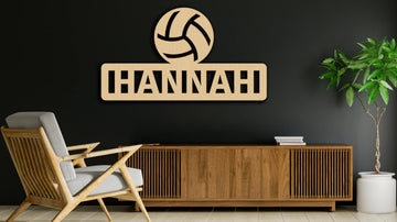 Custom Volleyball Sport Ball Name Wood Cutout Wall Decor Personalized Gift Word Text Letter Unpainted Unfinished Raw Shapes Sign 1/5" thick - Print Star Group LLC
