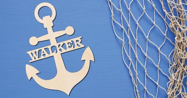 Custom Wood Sailor Anchor Cutout Unpainted Unfinished Raw Shapes Sign - Print Star Group LLC
