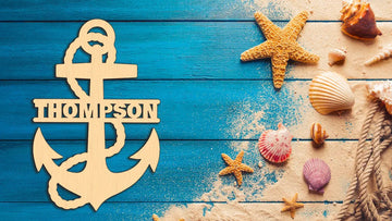 Custom Wood Sailor Rope Anchor Cutout Unpainted Unfinished Raw Shapes Sign 1/5 inch thick - Print Star Group LLC