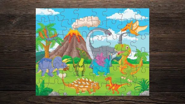 Dinosaur Jungle Dino Jurassic Volcano Cloud Lava Nursery Kids Game Toy Gift 11"x8.5" Puzzle Jigsaw 48 pcs - Print Star Group LLC