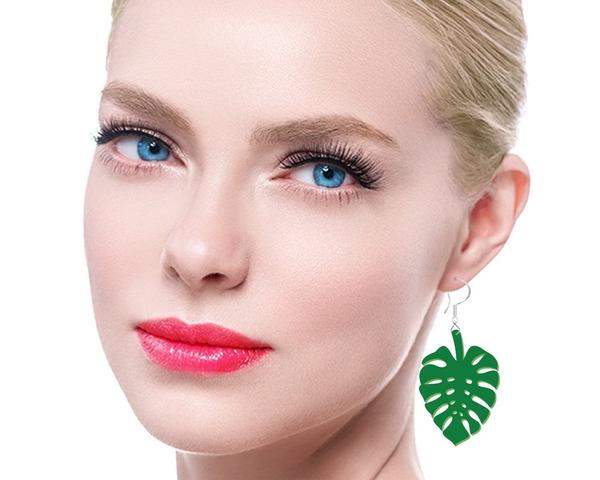 Earrings Leaf Ferg (Set of 2x - hooks included) Acrylic Plastic Opaque Sign Custom Solid Cutout Shapes 1/8" thick - Print Star Group LLC