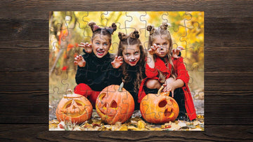 Halloween Cats Girls Kids Pumpkin Costume Forest Scary Cape Nursery Kids Game Toy Gift 11.5"x5.5" Puzzle Jigsaw 48 pcs - Print Star Group LLC