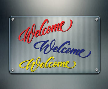 Laser - Welcome Cutout Opaque Acrylic Sign 11"x3.5"