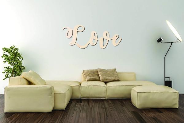 Love Words Text Cutout Raw Wood Shapes Sign 1/4" thick - Print Star Group LLC