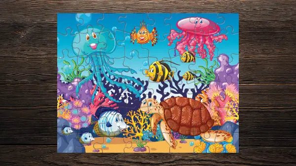 Ocean Sea Octopus Fish Turtle Goldfish Coral Reef Bubble Nursery Kids Game Toy Gift 11"x8.5" Puzzle Jigsaw 48 pcs - Print Star Group LLC