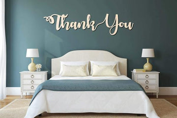 Thank You Words Text Cutout Raw Wood Shapes Sign 1/4" thick - Print Star Group LLC