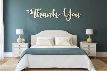 Thank You Words Text Cutout Raw Wood Shapes Sign 1/4