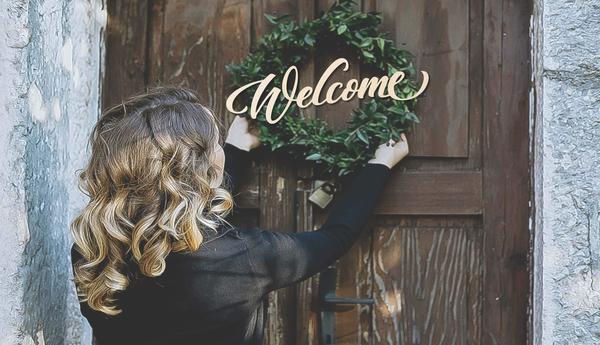 Welcome Script Word Text Letter Unpainted Unfinished Cutout Raw Wood Shapes Sign 1/4" thick - Print Star Group LLC